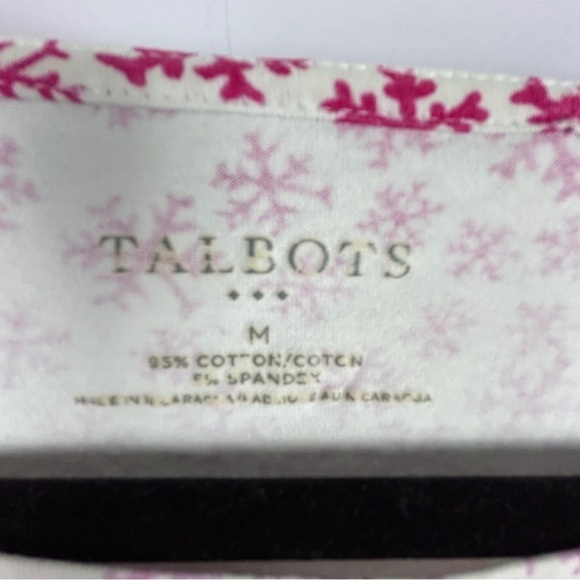 Talbots Multicolour Snowflake Long Sleeve Tee Medium - Picture 5 of 10